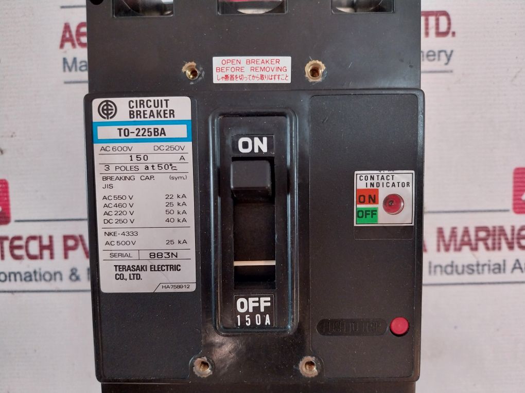 Terasaki T0-225Ba 3 Pole Circuit Breaker