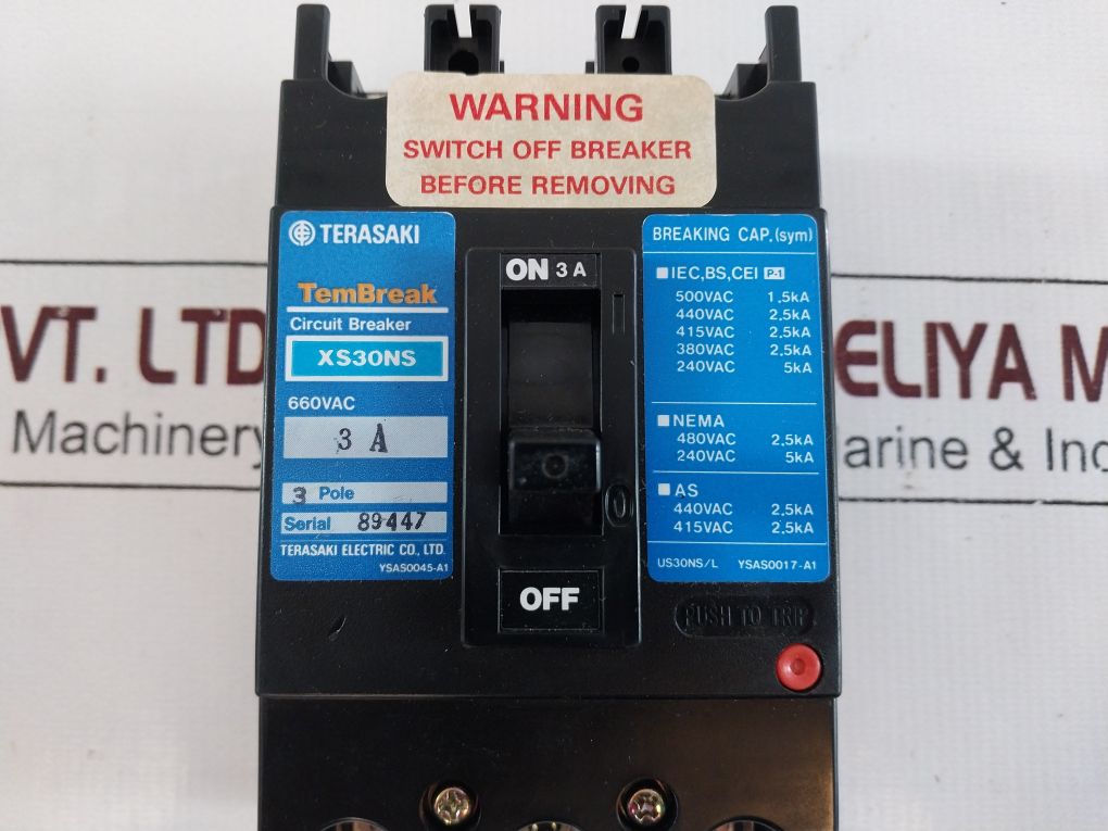Terasaki Xs30Ns 3 Pole Circuit Breaker 3A