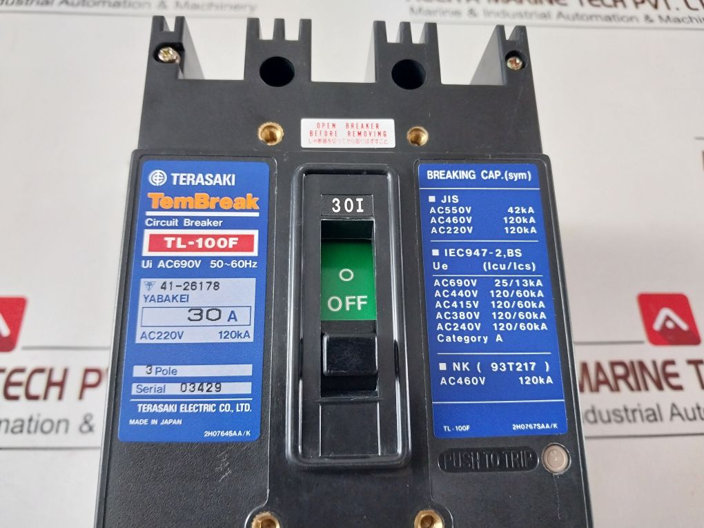 Terasaki Tl-100F Tembreak 3 Pole Circuit Breaker 30A
