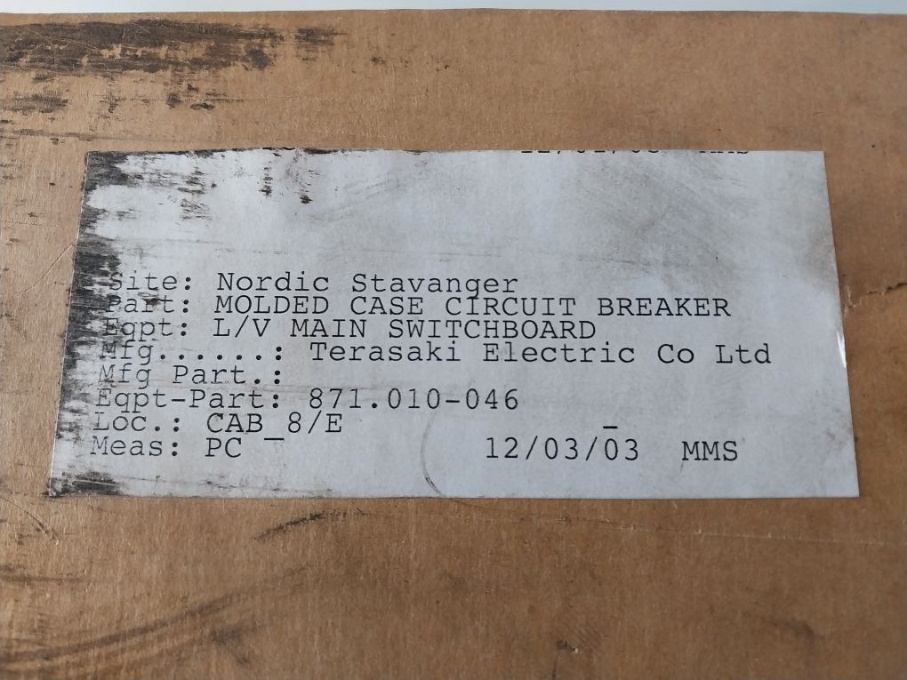 Terasaki tl-600nf circuit breaker
