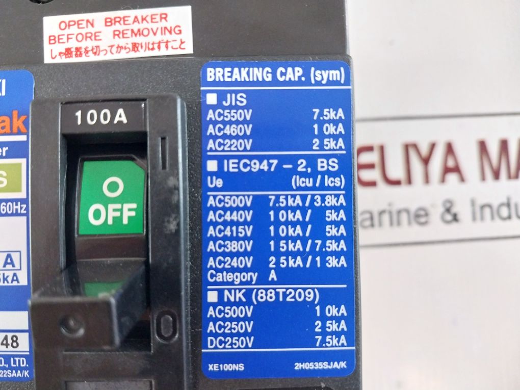 Terasaki Xe100Ns Tembreak Circuit Breaker 100A