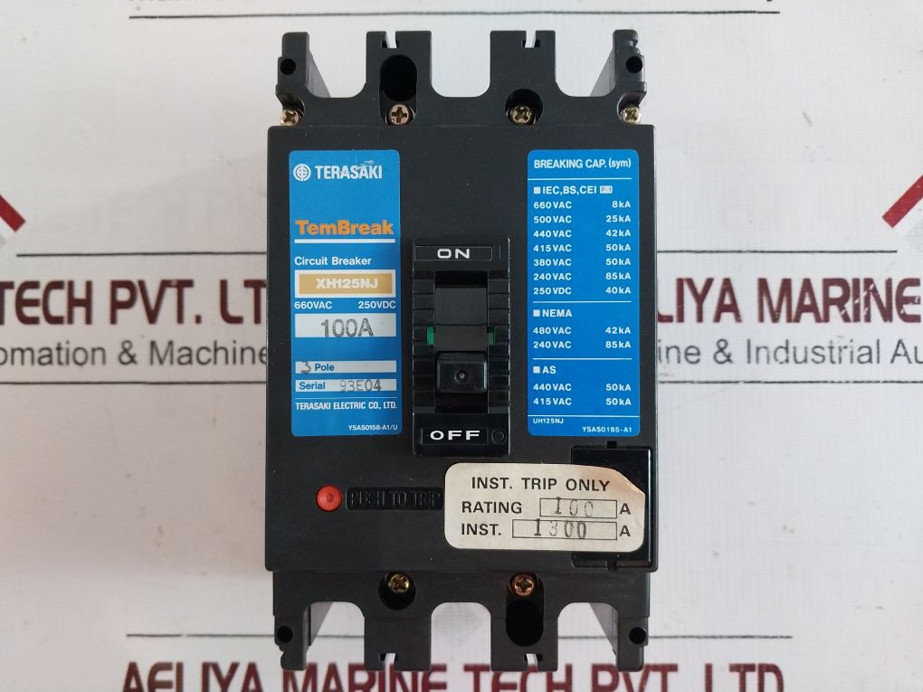 Terasaki Xh125Nj 3-plose Circuit Breaker 100A