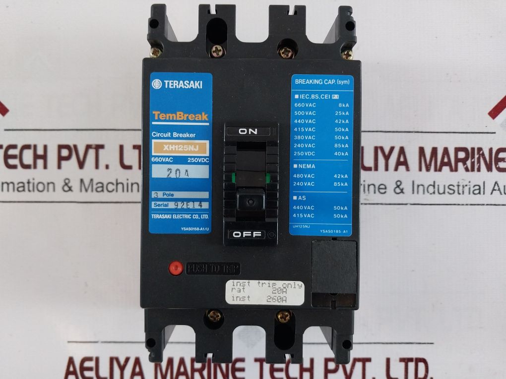 Terasaki Xh125Nj Circuit Breaker 3-pole 20A