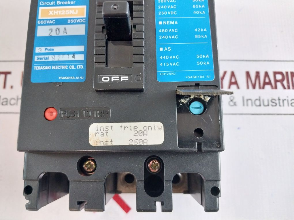 Terasaki Xh125Nj Circuit Breaker 3-pole 20A