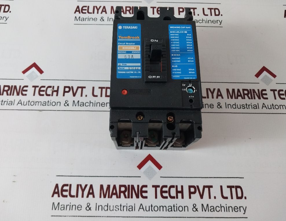 Terasaki Xh125Nj 3-pole Circuit Breaker 63A 660Vac 250Vdc