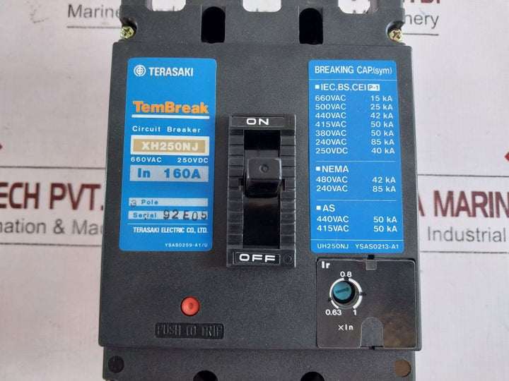 Terasaki Xh250Nj 3-pole Circuit Breaker 160A