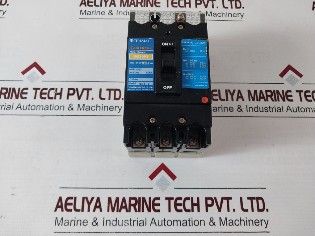 Terasaki Xm30Ps 3-pole Circuit Breaker 8A 3.7 Kw Free Shipping