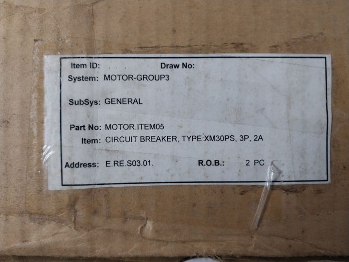 Terasaki Xm30Ps 3 Pole Circuit Breaker 2A, 0.75Kw