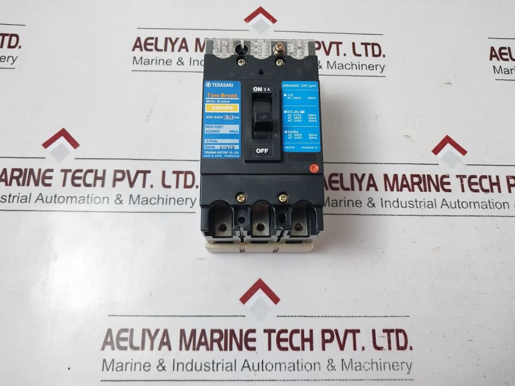 Terasaki Xm30Ps 3 Pole Circuit Breaker 2A, 0.75Kw