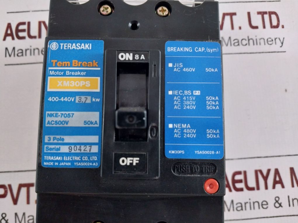 Terasaki Xm30Ps 3-pole Motor Circuit Breaker 3.7Kw,8A