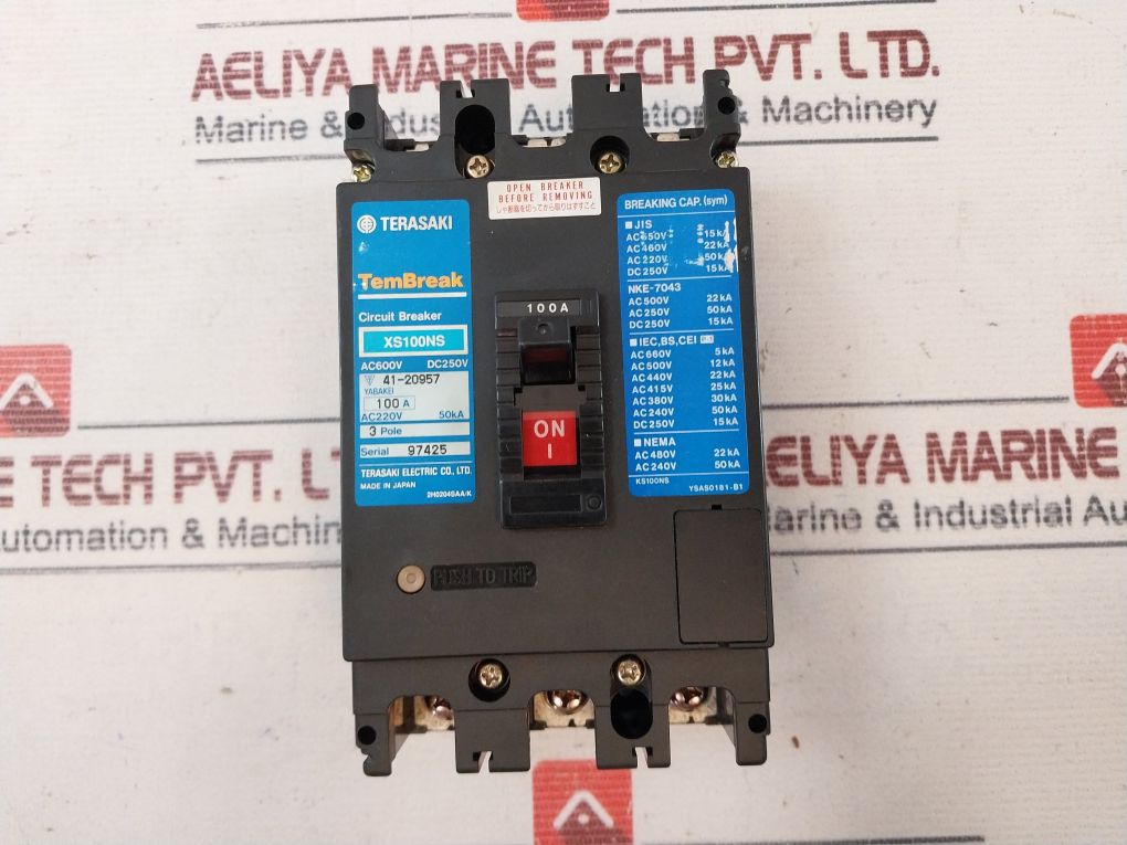 Terasaki Xs100Ns 3 Pole Circuit Breaker Ac600V Dc250V 100A