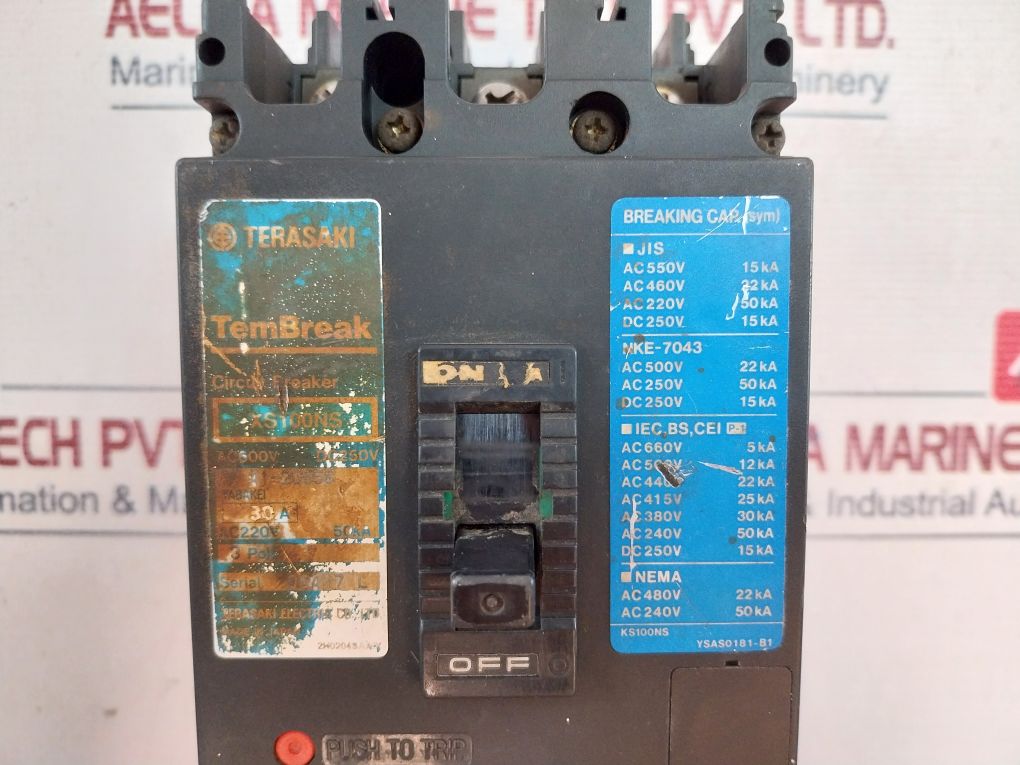 Terasaki Xs100Ns Circuit Breaker 3 Pole 30 A