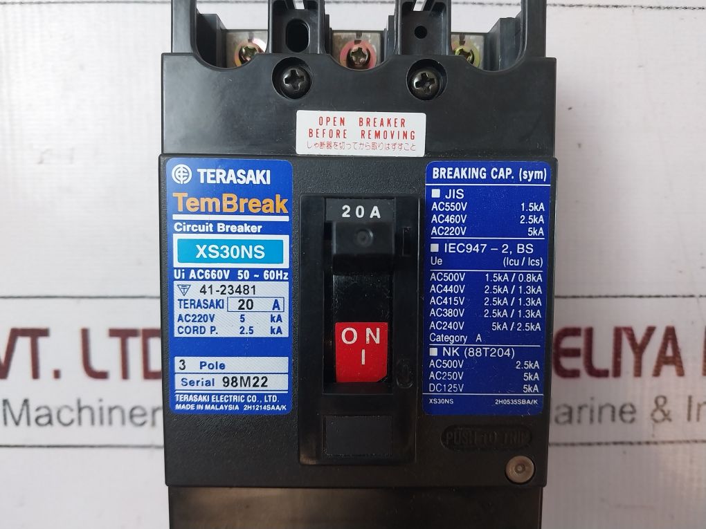 Terasaki Xs30Ns Circuit Breaker 3-pole 20A