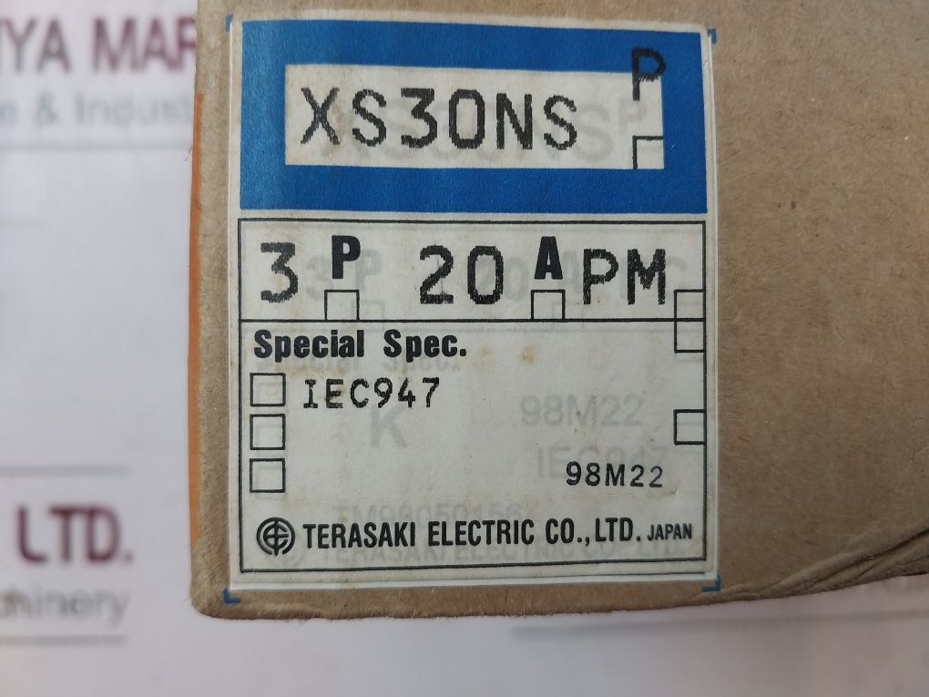 Terasaki Xs30Ns Circuit Breaker 3-pole 20A