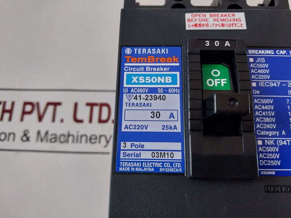 Terasaki Xs50Nb Molded Case Circuit Breaker 30A