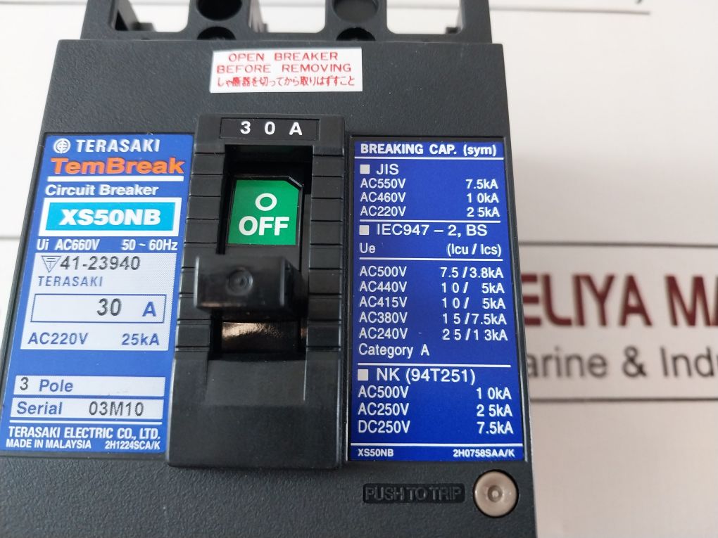 Terasaki Xs50Nb Molded Case Circuit Breaker 30A