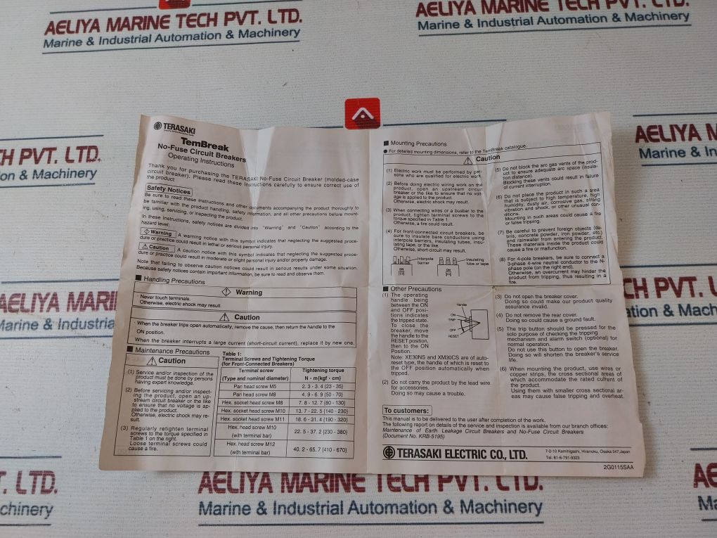Terasaki Xs50Ns 3 Pole Circuit Breaker Ac220V