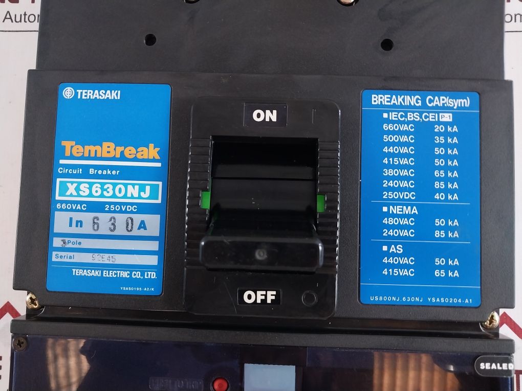 Terasaki Xs630Nj Circuit Breaker 630A With Trip Unit