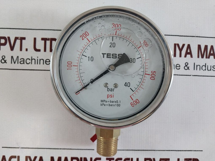 Tess Pressure Gauge 0-600 Psi 0-40 Bar Liquid Filled