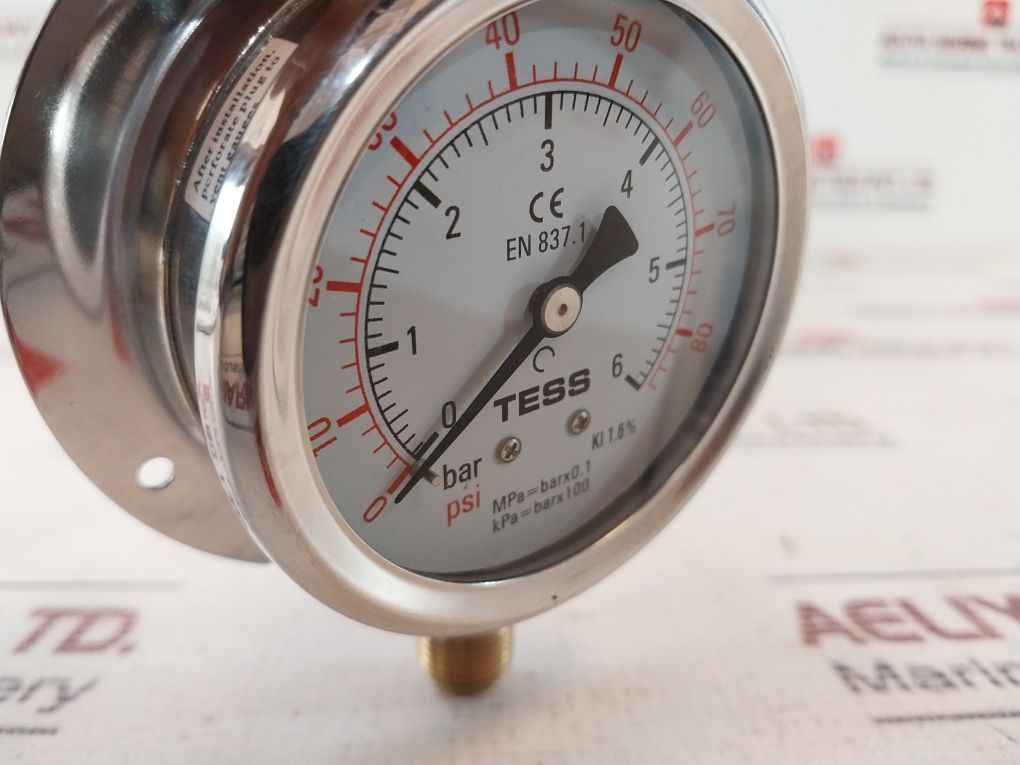 Tess En837.1 Pressure Gauge 0-6 Bar