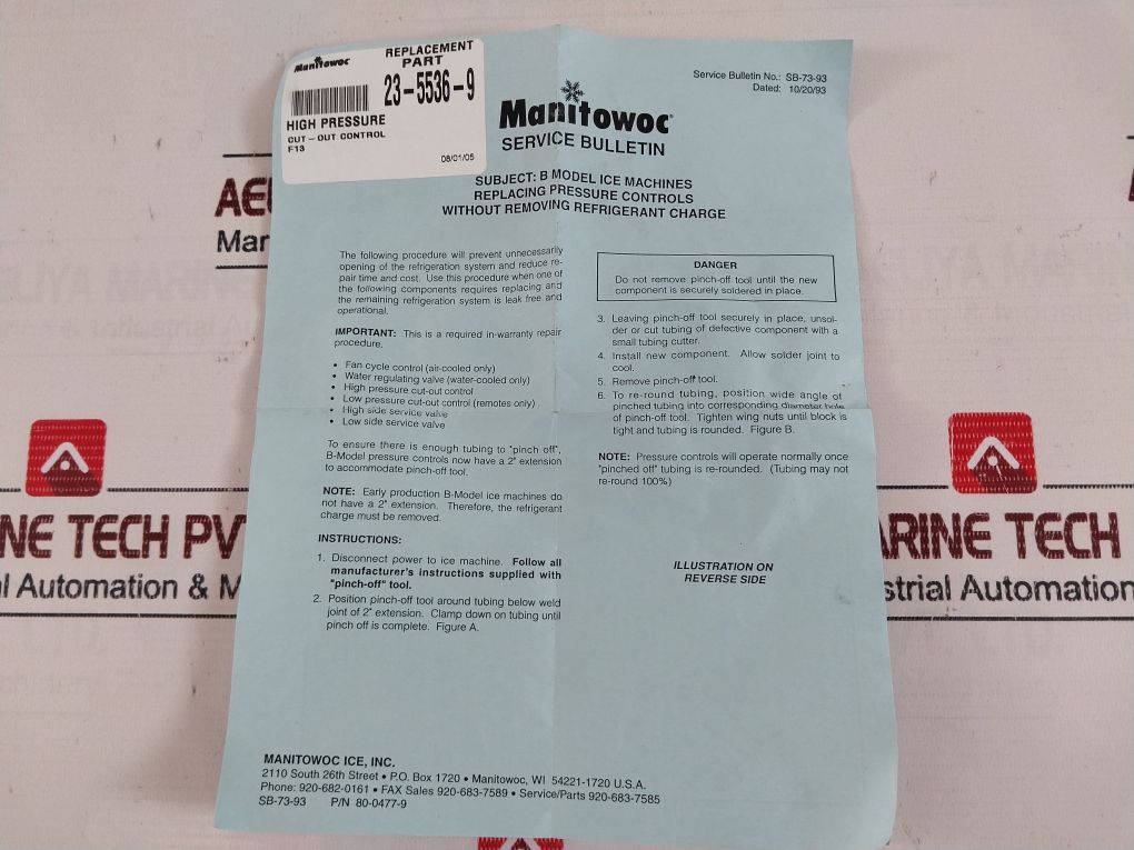 Texas Instruments 29Psp006-8 High Pressure Switch