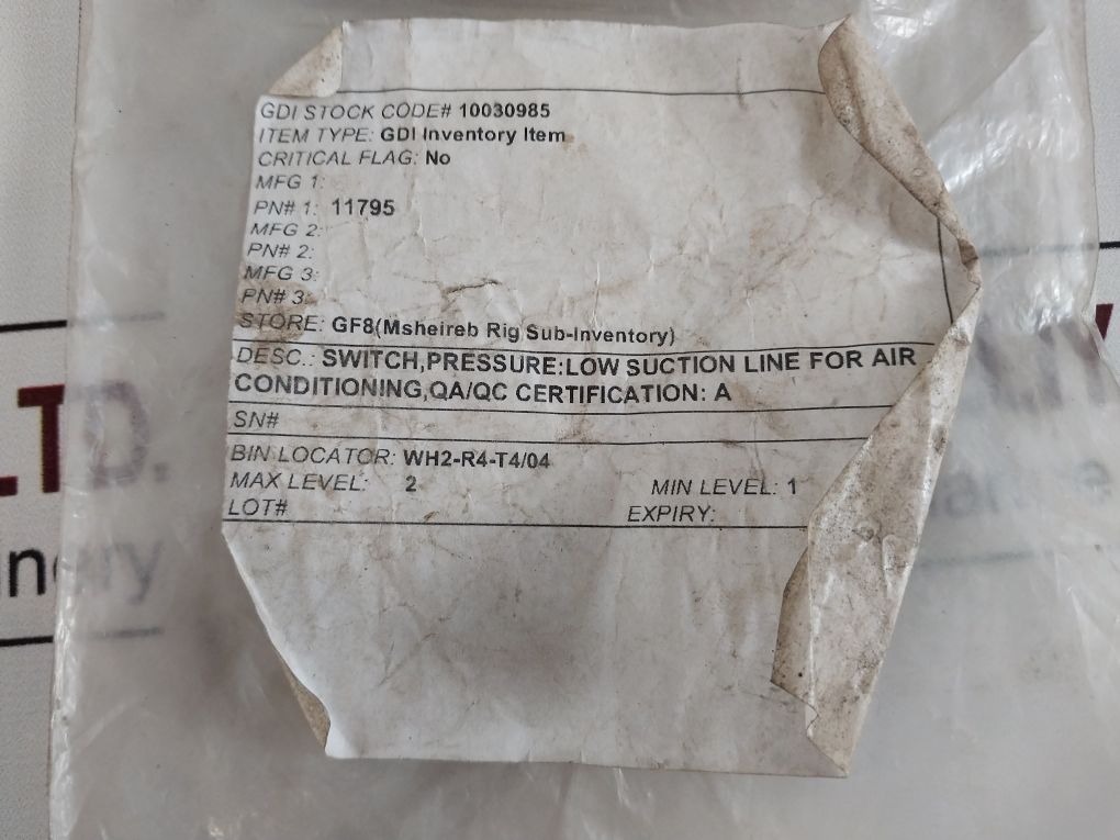 Texas Instruments Ps80-02-f0992 044-027 Pressure Switch