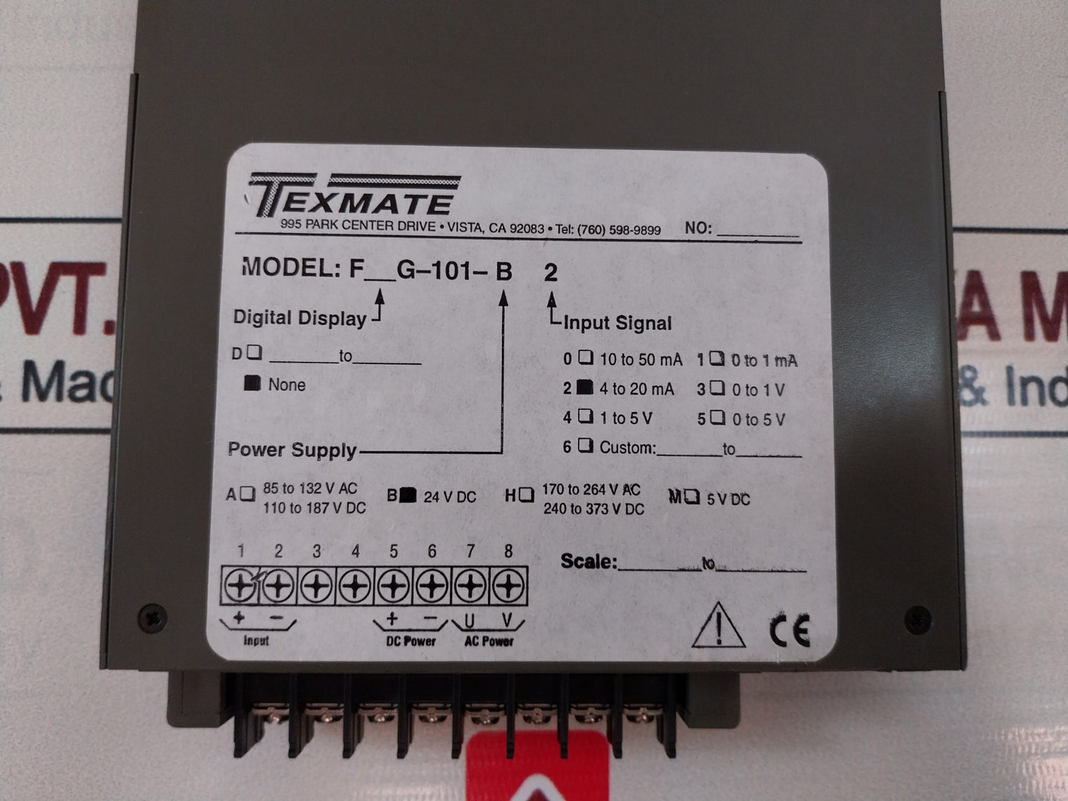 Texmate F_G-101-b Manifold Pilot Pressure 6504074