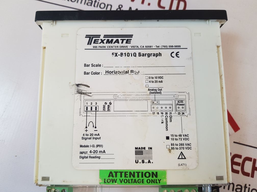 Texmate Fx-b101Q Bargraph Manifold Regulated Pressure