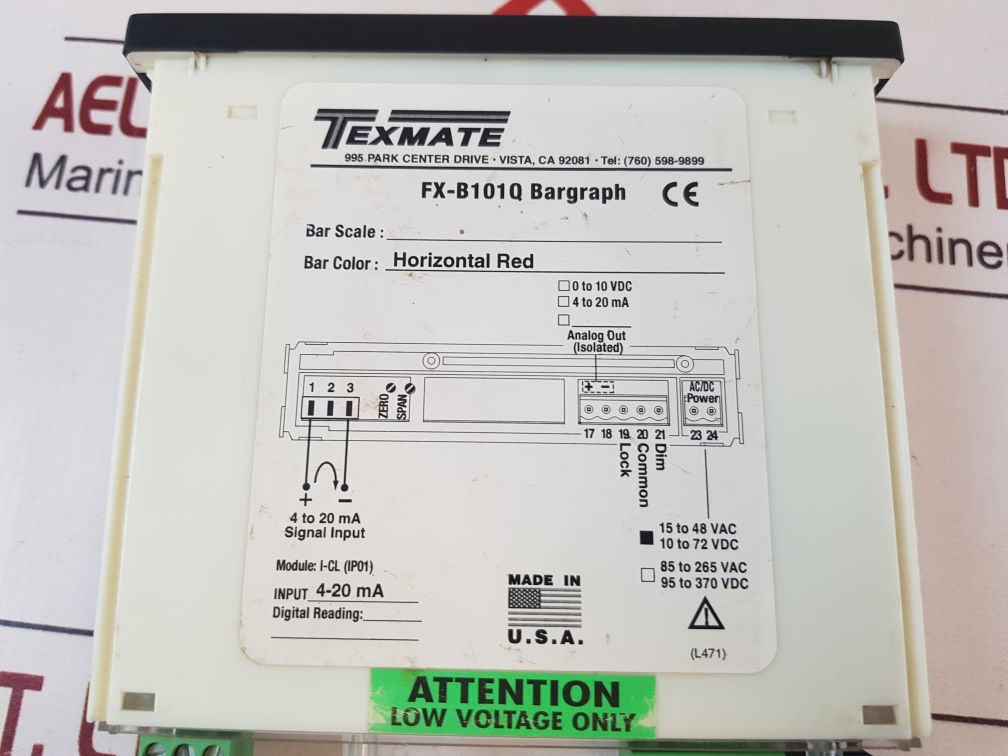 Texmate Fx-b101Q Horizontal Red Bargraph 15 To 48 Vac