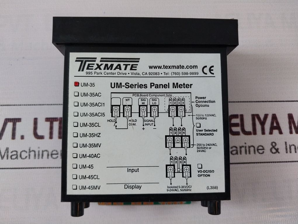 Texmate Um-35 Panel Meter 5-36Vdc/9-24Vac 50/60Hz