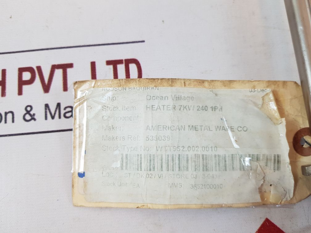 Thk 98 8853 Heater 7Kw 240 1Ph