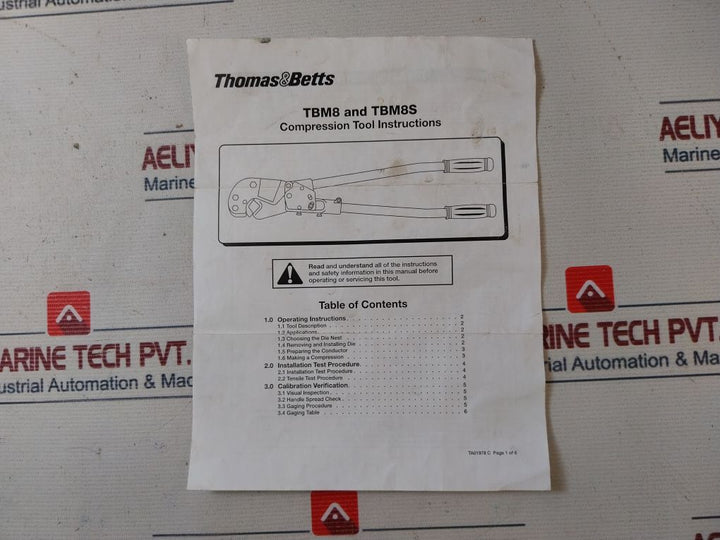 Thomas & Betts Tbm8S Compression Tool With Die Set