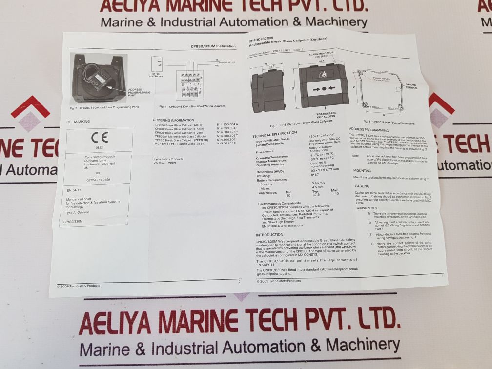 Thorn Security Cp830 Outdoor Callpoint 514.800.604.T