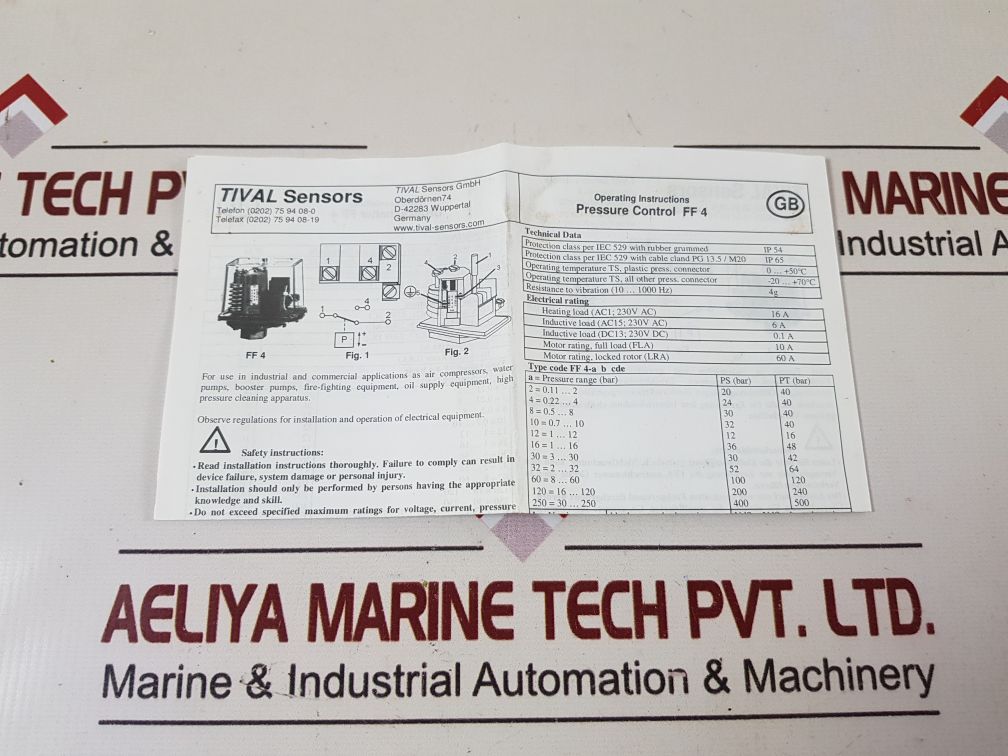 Tival Ff 4-250 Pah Pressure Control Switch
