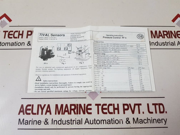 Tival Ff 4-250 Pah Pressure Control Switch

