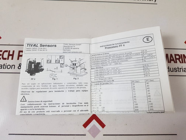 Tival Ff 4-250 Pah Pressure Control Switch

