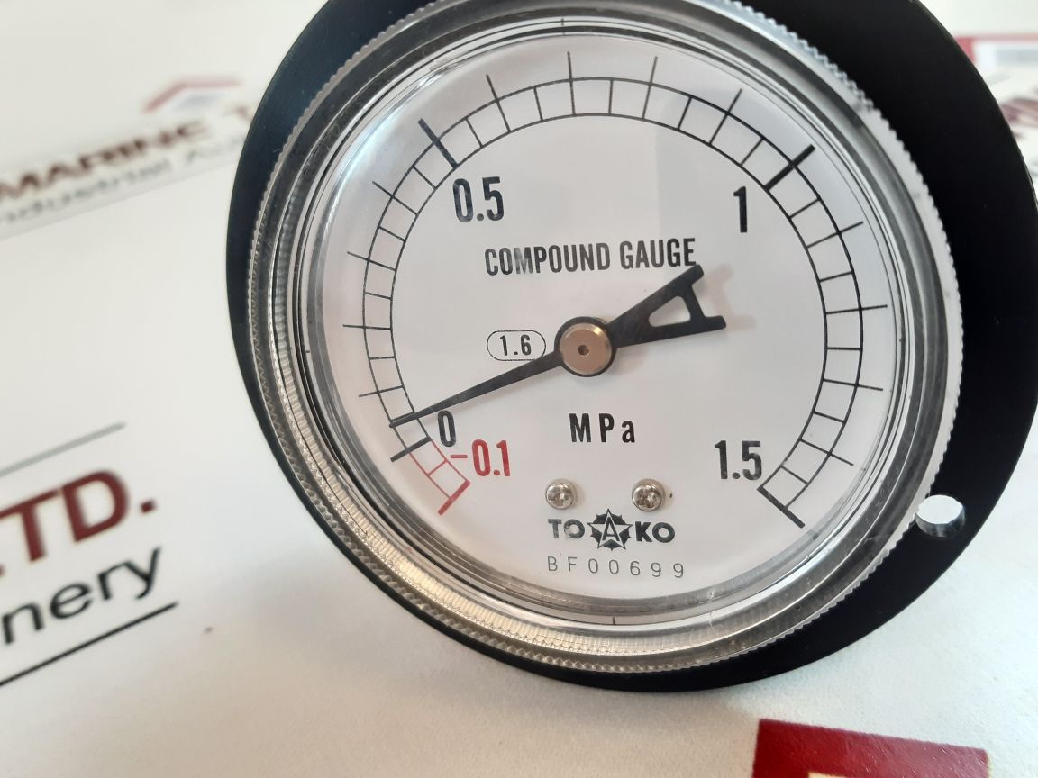 Toako -0.1 To 1.5 Mpa Compound Gauge