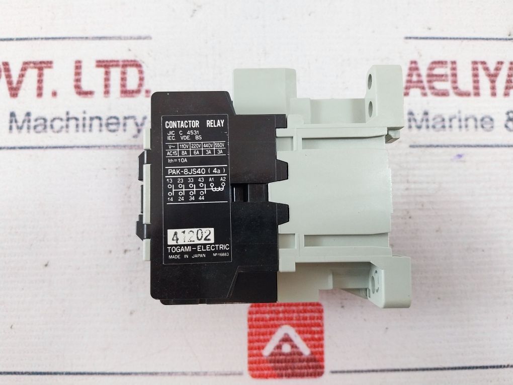 Togami Electric Pak-8Js40 Magnetic Control Relay