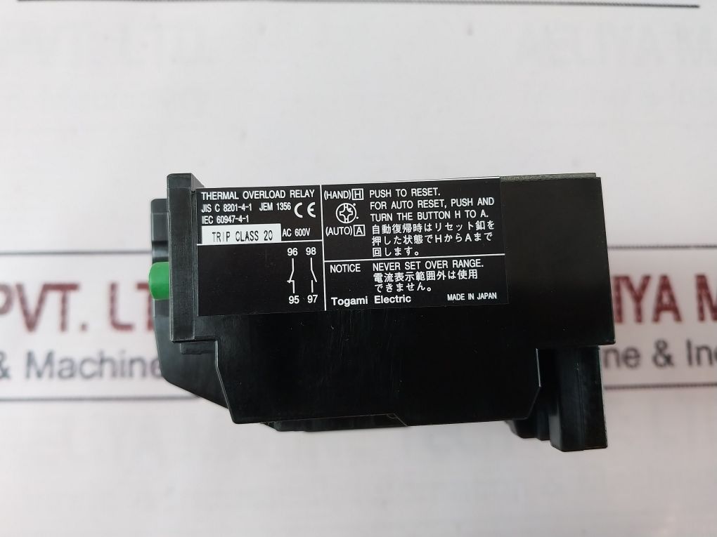 Togami Electric Tj-50-3 Thermal Overload Relay Ac 600V