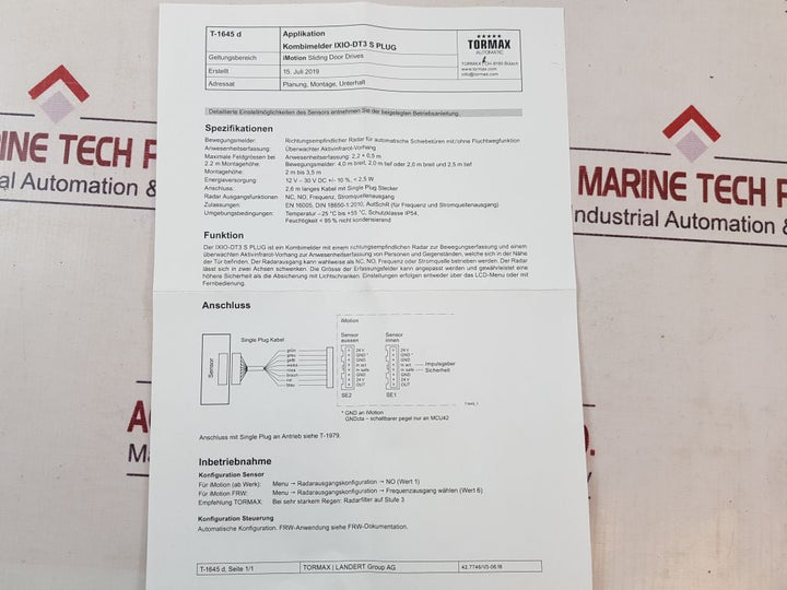 Tormax Ixio-dt3 Motion-detector Presence-sensor