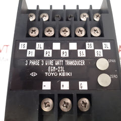 Toyo 3 Phase 3 Wire Watt Transducer Keiki Egm-23L