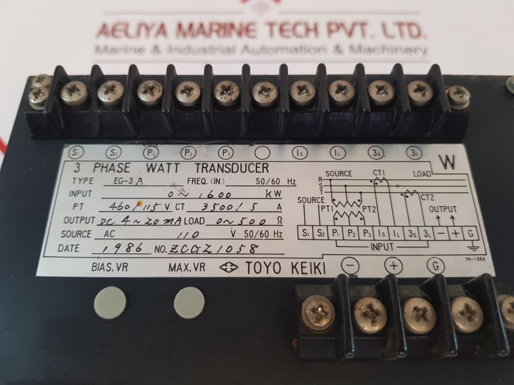 Toyo Keiki Eg-3A 3-phase Watt Transducer 0~1600 Kw