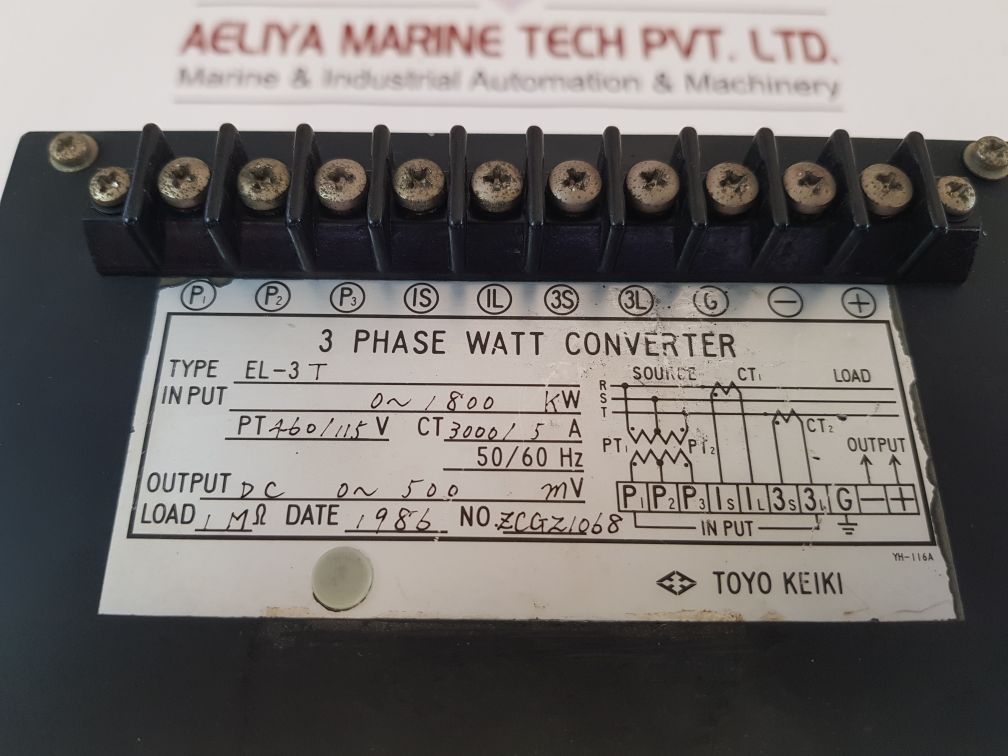 Toyo Keiki El-3T 3-phase Watt Converter 0~1800 Kw