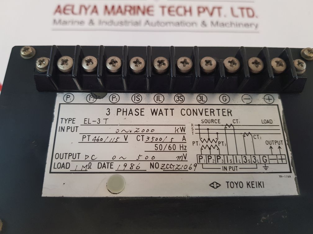 Toyo Keiki El-3T ,3-phase Watt Converter 0~2000 Kw