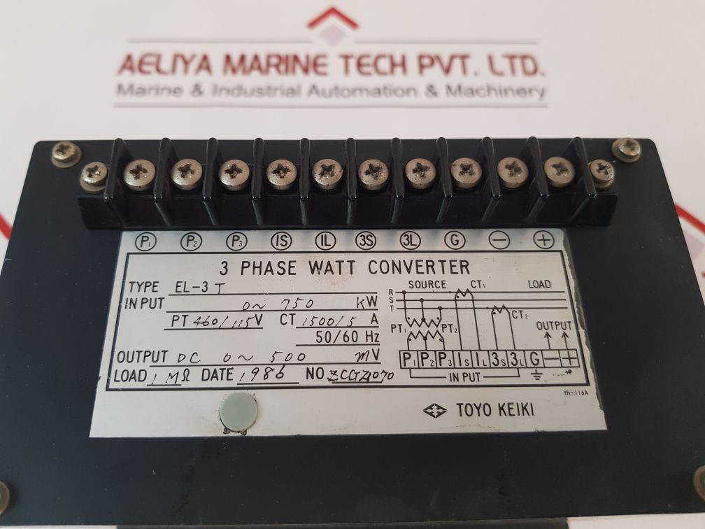 Toyo Keiki El-3T 3-phase Watt Converter 0~250 Kw