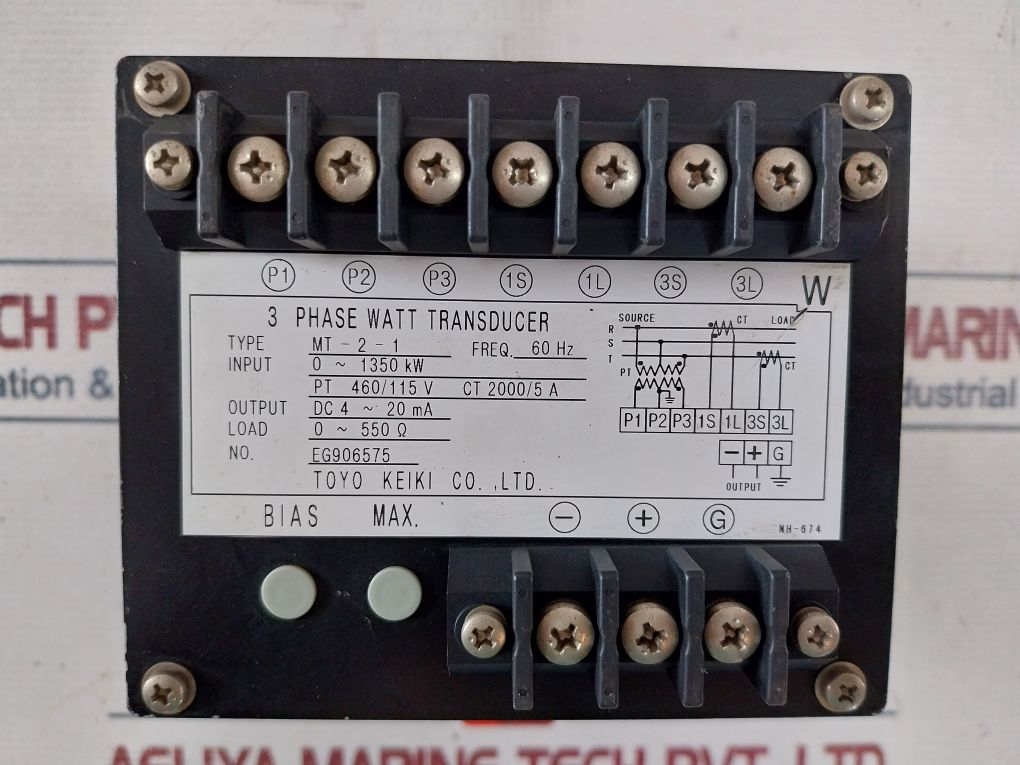 Toyo Keiki Mt-2-1 3 Phase Watt Transducer 60Hz