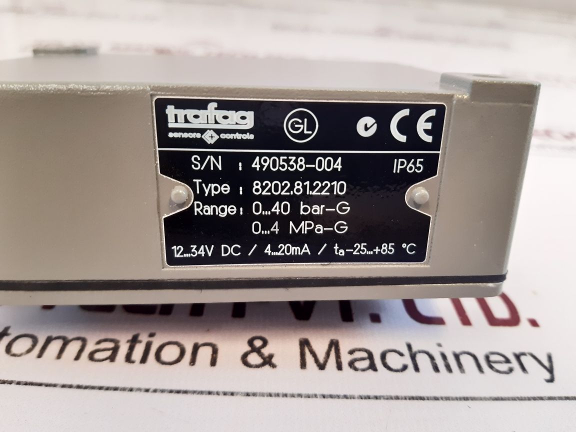 Trafag 8202.81.2210 Pressure Transmitter 0...40 Bar-g, 0...4 Mpa-g
