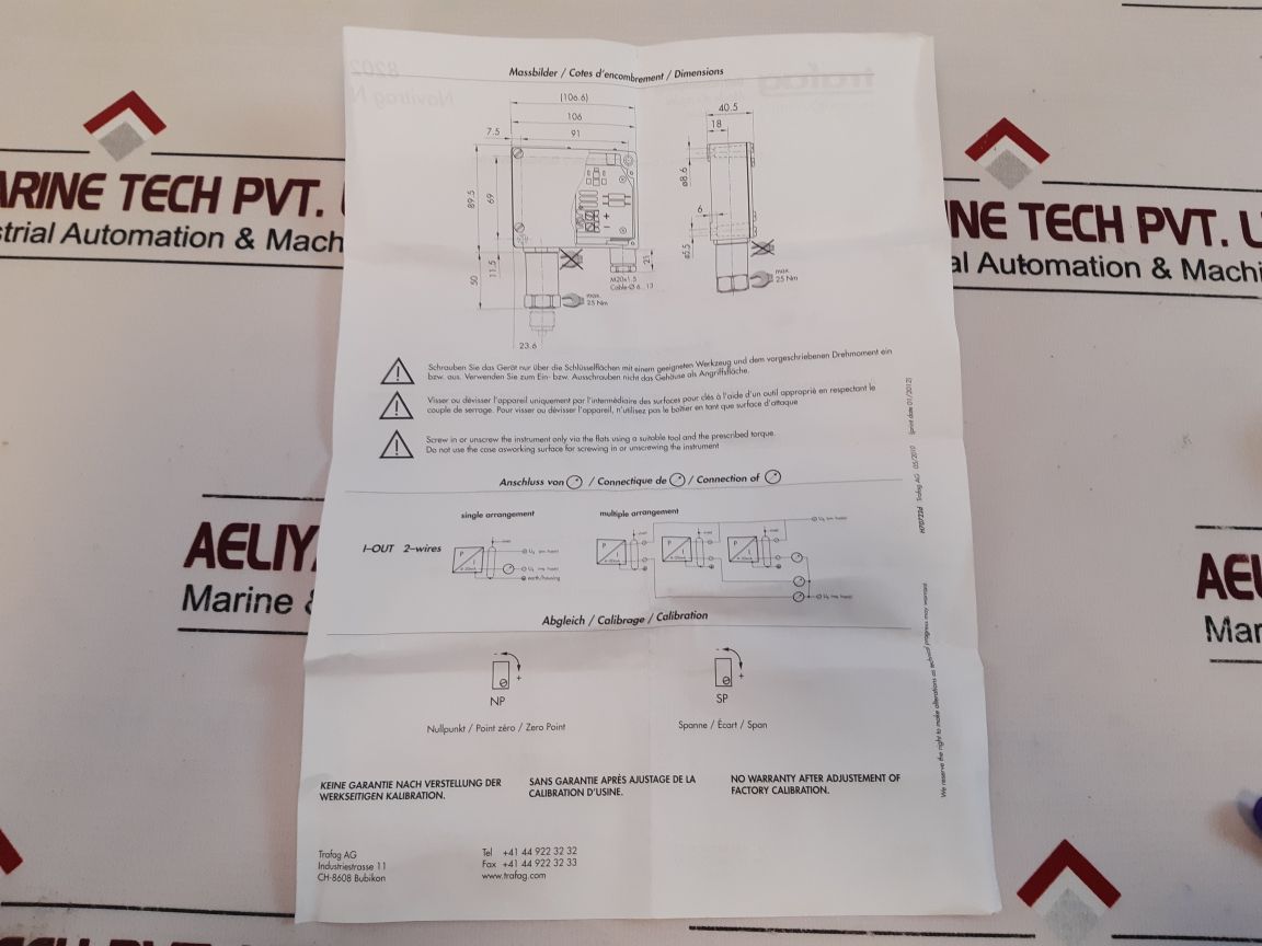 Trafag 8202.81.2210 Pressure Transmitter 0...40 Bar-g, 0...4 Mpa-g
