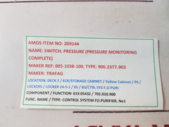 Trafag 900.2377.903 pressure switch 0…6 bar