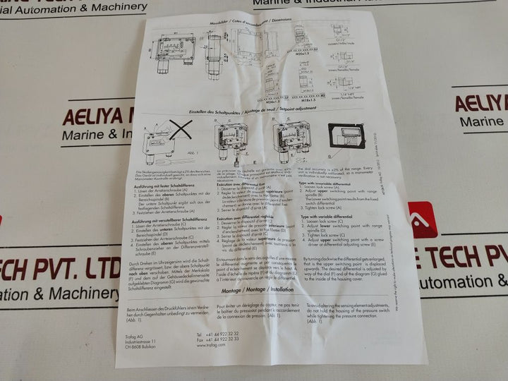 Trafag 900.2378.905 Pressure Switch 1…10 Bar (~Kg/Cm2)